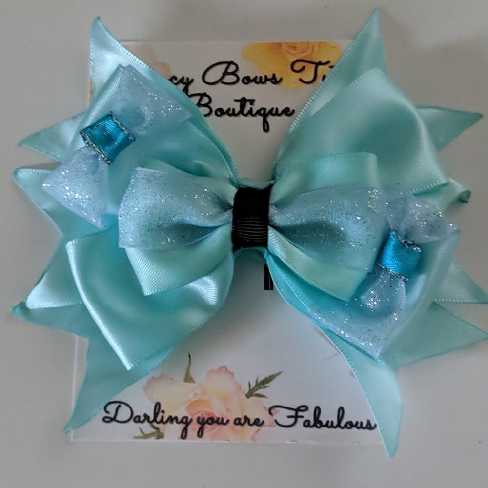 Aqua blue hair bow